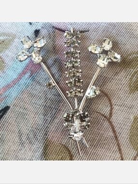 Flower Bouquet Vintage LG LIND-GAL Sterling Signed Circa 1952  Rhinestone Brooch